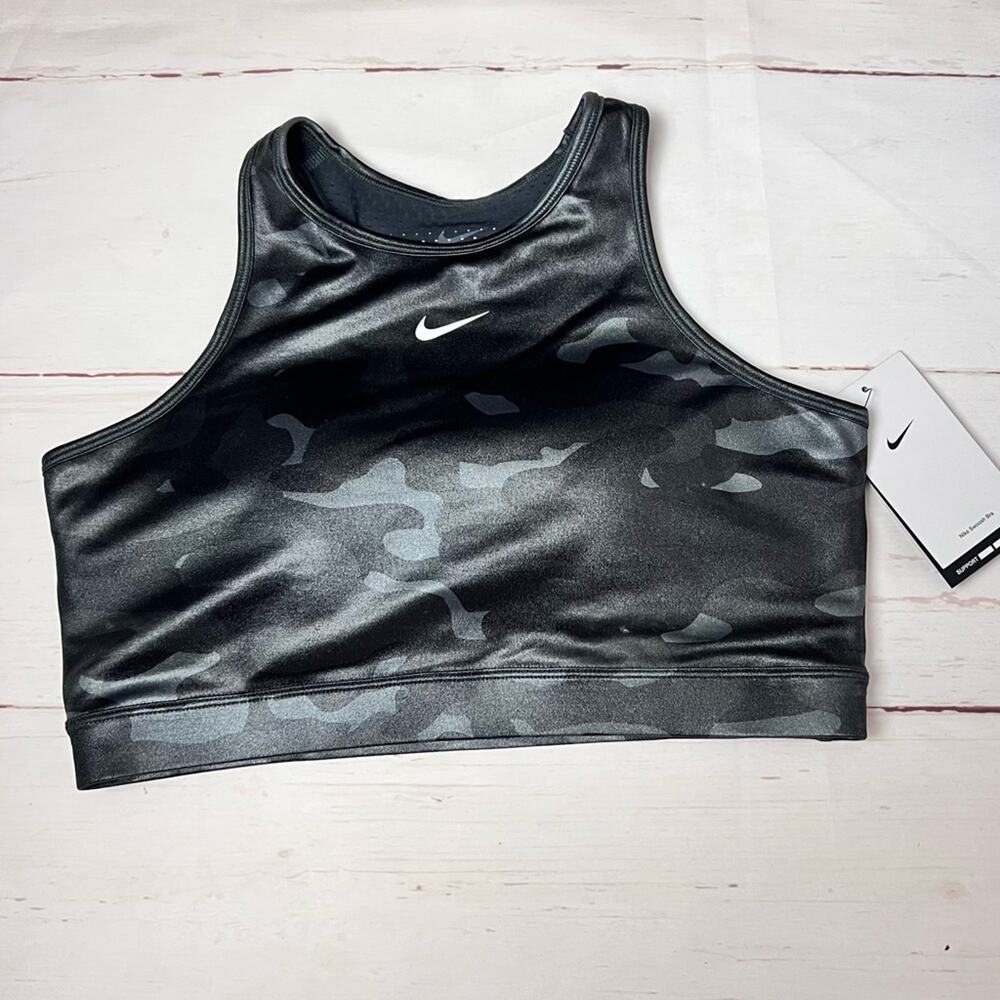 Nike Women’s Black Camo Athletic Sporty Racerback Bra Sz L